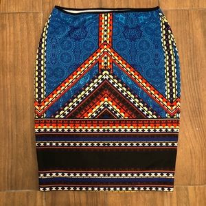 Vibrant Aztec Pencil Skirt